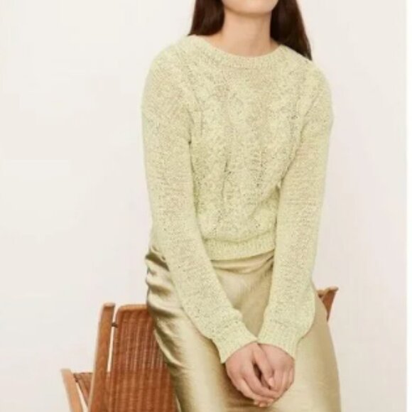 VINCE Sweater Women's XS Pale Lime Green Cable Knit‎ - Picture 13 of 14
